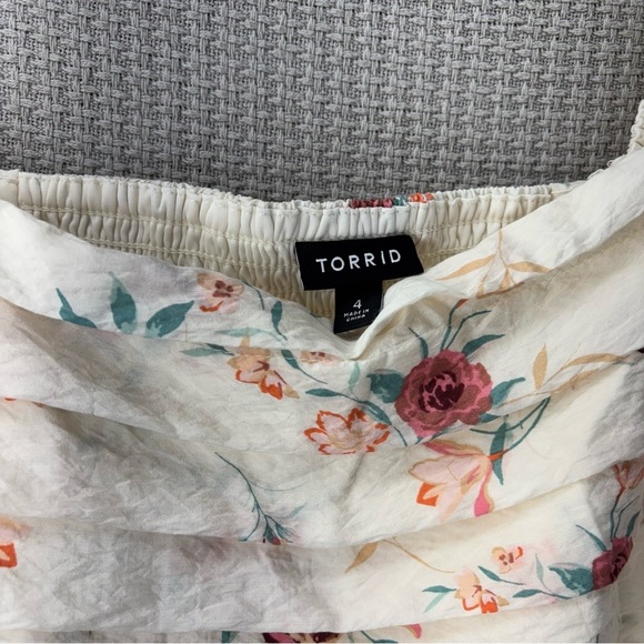 Torrid Womens Shirt Blouse 4X Floral Sheer Ruched Sleeves Boho Flowy Summer - Picture 5 of 9